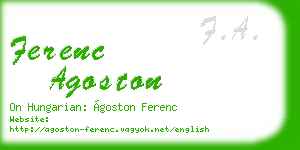 ferenc agoston business card